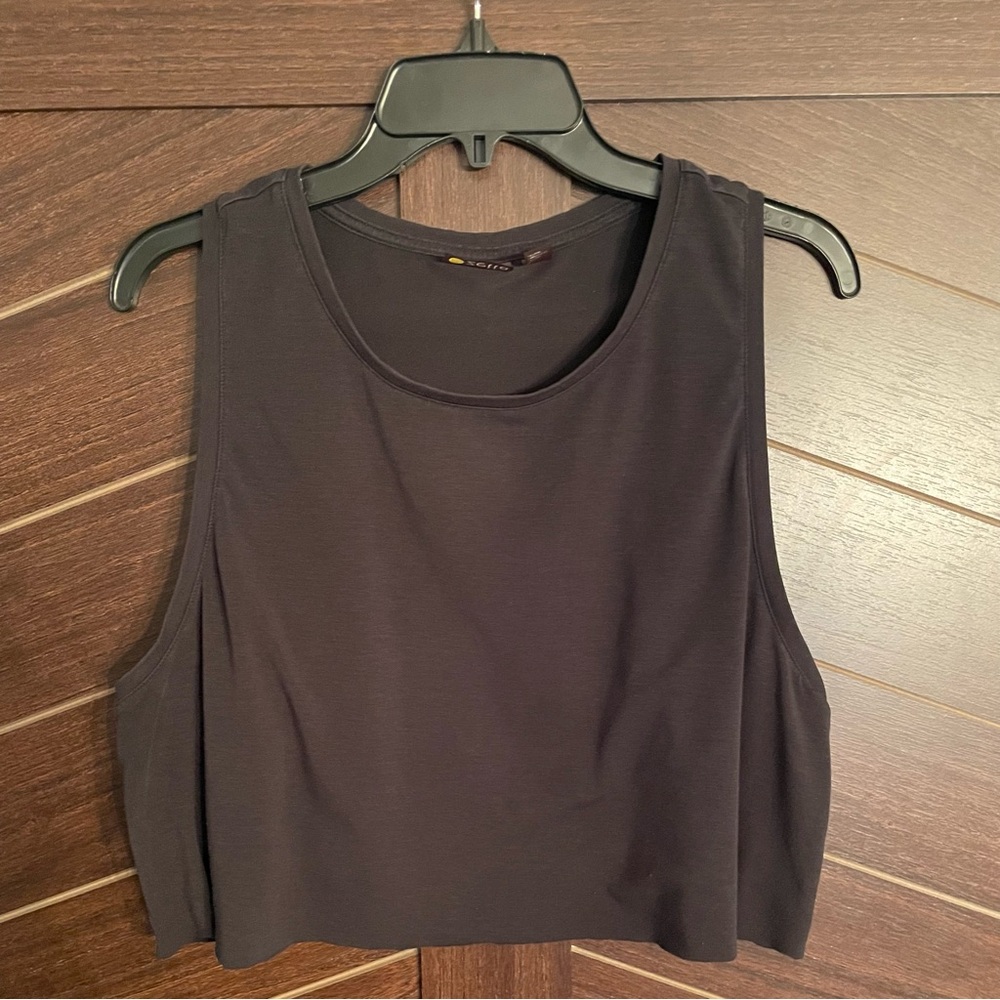 Zella black race back crop tank women’s large athleisure workout active wear.